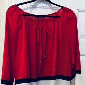 Zac & Rachel Vibrant Red Blouse with Black and White Accents
